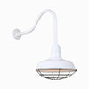 14" Gooseneck Light Warehouse Shade, QSNHL-H Arm (Choose Finish and Accessory Options) Outdoor Hi-Lite White Wire Guard 