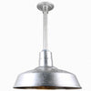 Warehouse 18"w Ceiling Light with 12" Stem (Choose Finish and Accessories) Ceiling Hi-Lite Galvanized (None) 