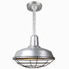 Warehouse 18"w Ceiling Light with 12" Stem (Choose Finish and Accessories) Ceiling Hi-Lite Galvanized Wire Guard and Swivel Canopy 