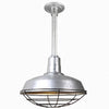 Warehouse 18"w Ceiling Light with 12" Stem (Choose Finish and Accessories) Ceiling Hi-Lite Galvanized Wire Guard 