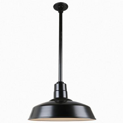 Warehouse 18"w Ceiling Light with 36" Stem (Choose Finish and Accessories) Ceiling Hi-Lite Black (None) 