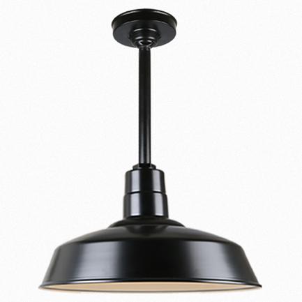 Warehouse 18"w Ceiling Light with 12" Stem (Choose Finish and Accessories) Ceiling Hi-Lite Black (None) 