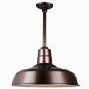 Warehouse 18"w Ceiling Light with 12" Stem (Choose Finish and Accessories) Ceiling Hi-Lite Oil Rubbed Bronze (None) 
