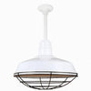 Warehouse 18"w Ceiling Light with 12" Stem (Choose Finish and Accessories) Ceiling Hi-Lite White Wire Guard 