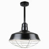 Warehouse 18"w Ceiling Light with 12" Stem (Choose Finish and Accessories) Ceiling Hi-Lite Black Wire Guard 