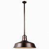 Warehouse 18"w Ceiling Light with 36" Stem (Choose Finish and Accessories) Ceiling Hi-Lite Oil Rubbed Bronze (None) 