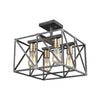 Crossbar 4 Semi Flush Silverdust Iron/Satin Brass Ceiling Elk Lighting 