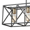 Crossbar 28"w 4 Billiard/Island Light Silverdust Iron/Satin Brass Ceiling Elk Lighting 