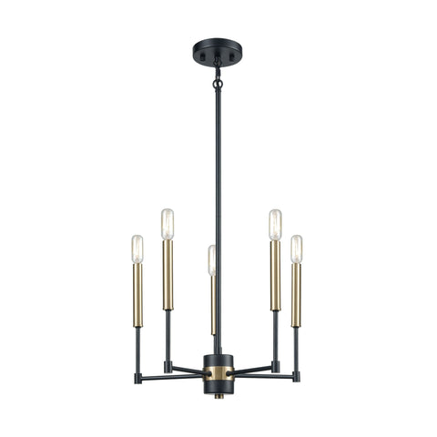 Livingston 5 Chandelier Matte Black/Satin Brass Ceiling Elk Lighting 