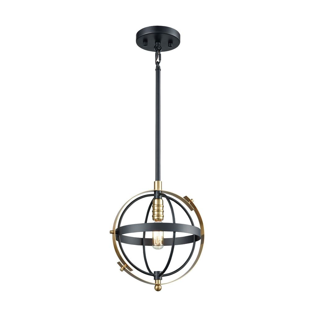 Caldwell 1 Pendant Matte Black/Satin Brass Ceiling Elk Lighting 