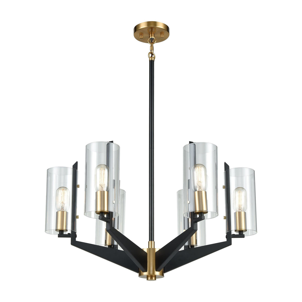 Blakeslee 6 Chandelier Matte Black/Satin Brass Ceiling Elk Lighting 