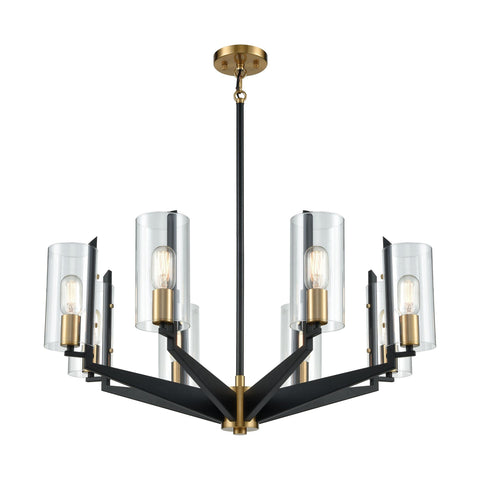 Blakeslee 8 Chandelier Matte Black/Satin Brass Ceiling Elk Lighting 