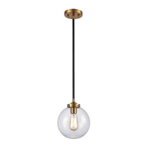 Boudreaux 1-Light Mini Pendant in Matte Black with Clear Glass Ceiling Elk Lighting 