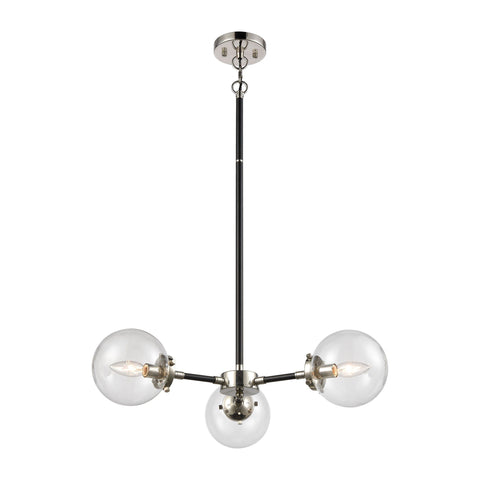 Boudreaux 3-Light Chandelier in Matte Black with Clear Glass Ceiling Elk Lighting 