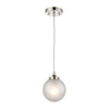 Boudreaux 1-Light Mini Pendant in Polished Nickel with Frosted Ceiling Elk Lighting 