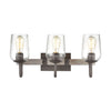 Dillon 3-Light Vanity Light in Vintage Rust with Clear Hammered Glass Wall Elk Lighting 