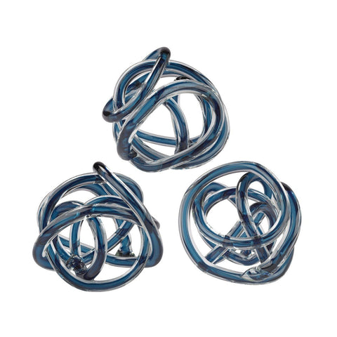 Navy Blue Glass Knots - Set of 3 Accessories Dimond Home 
