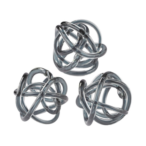 Grey Glass Knots - Set of 3 Accessories Dimond Home 