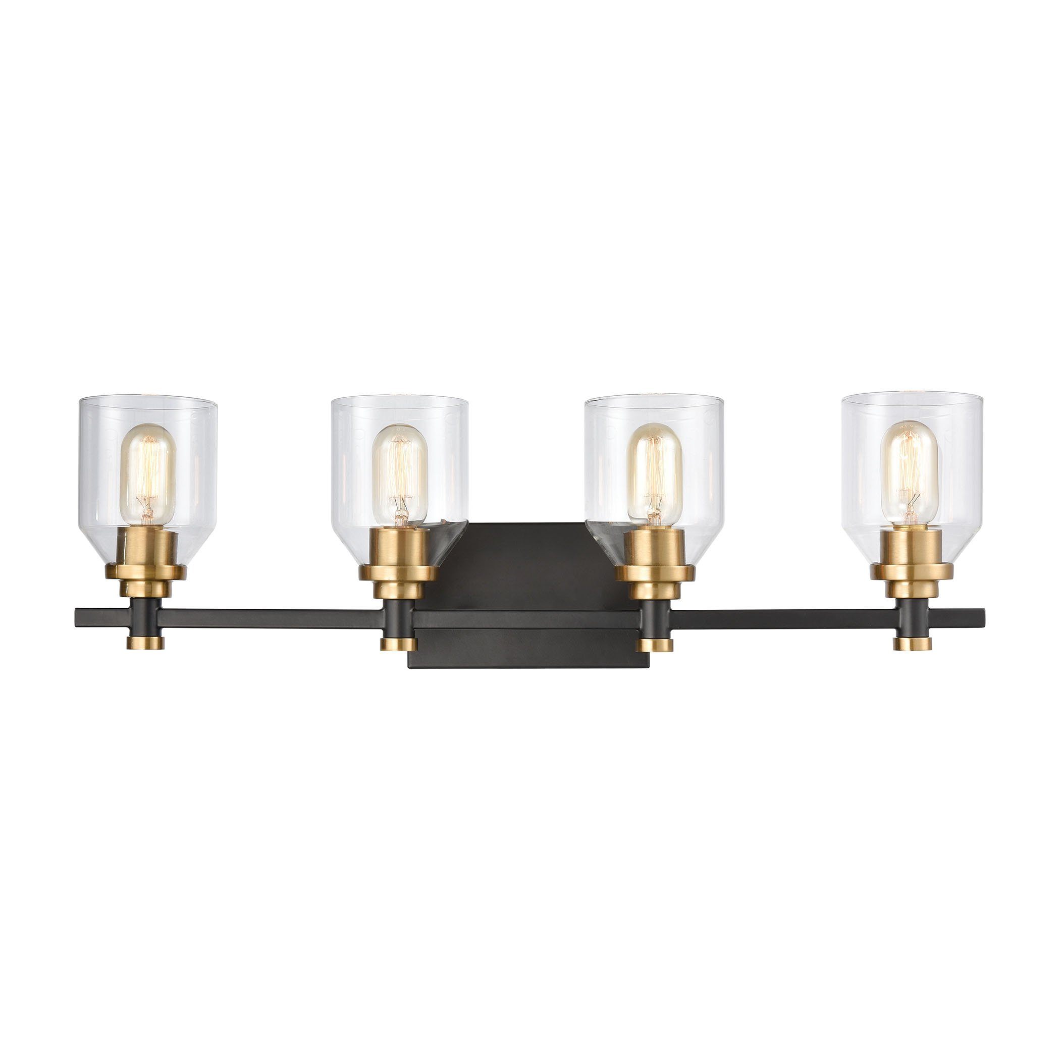 Cambria 4-Light Vanity Light in Matte Black with Clear Glass Wall Elk Lighting 