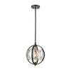 Oriah 1-Light Mini Pendant in Matte Black with Mercury Glass Ceiling Elk Lighting 