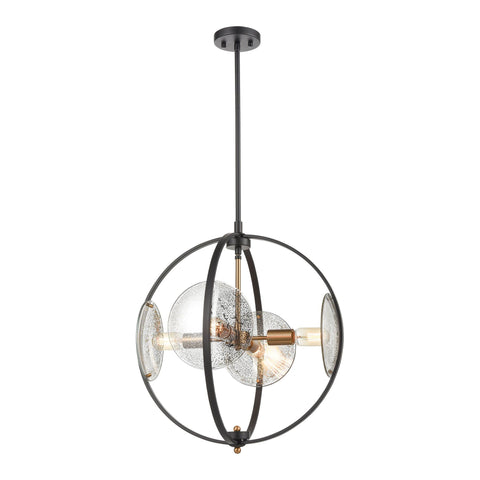 Oriah 4-Light Pendant in Matte Black with Mercury Glass Ceiling Elk Lighting 