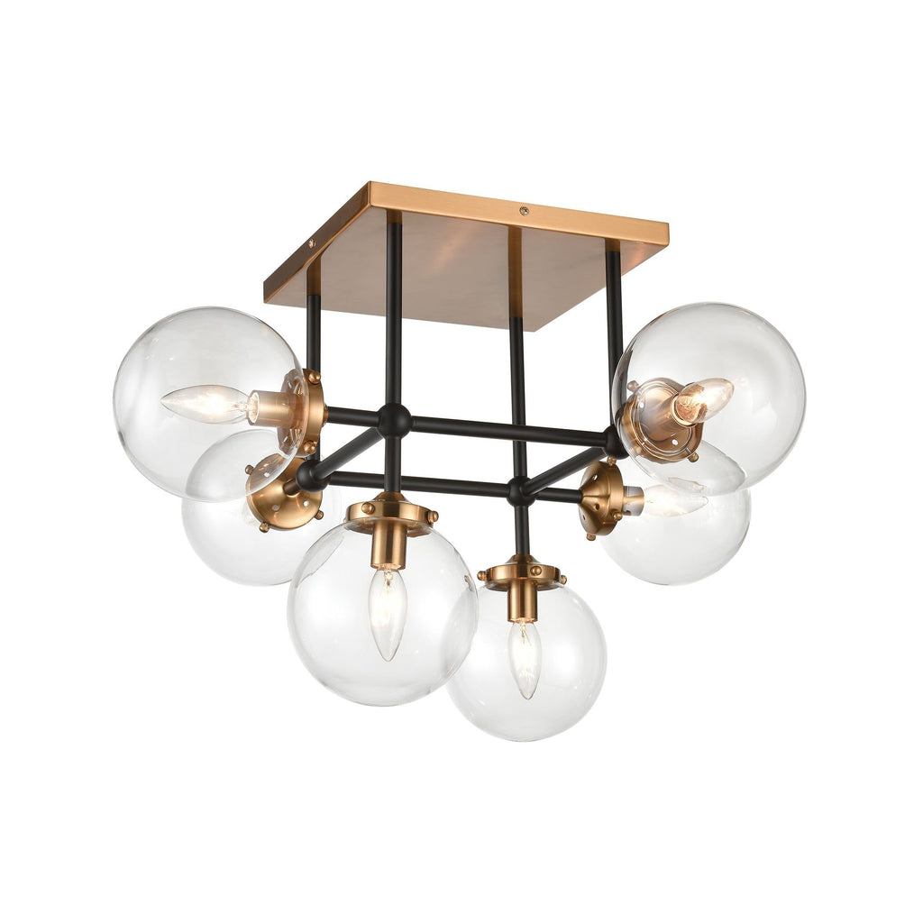 Boudreaux 6-Light Semi Flush Mount in Matte Black with Clear Glass Ceiling Elk Lighting 