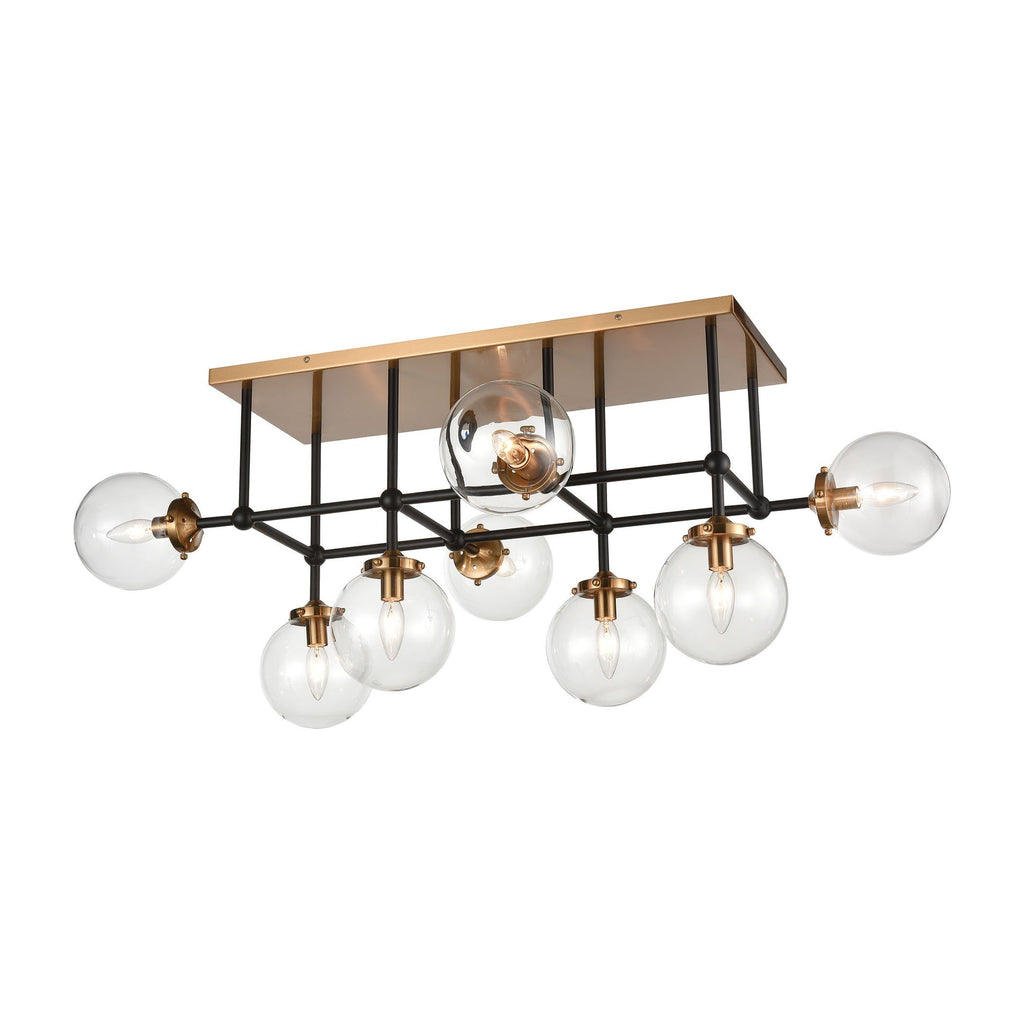 Boudreaux 8-Light Semi Flush Mount in Matte Black with Clear Glass Ceiling Elk Lighting 