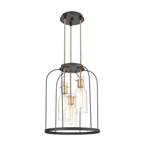 Sheena 3-Light Pendant in Silverdust Iron with Clear Glass Ceiling Elk Lighting 