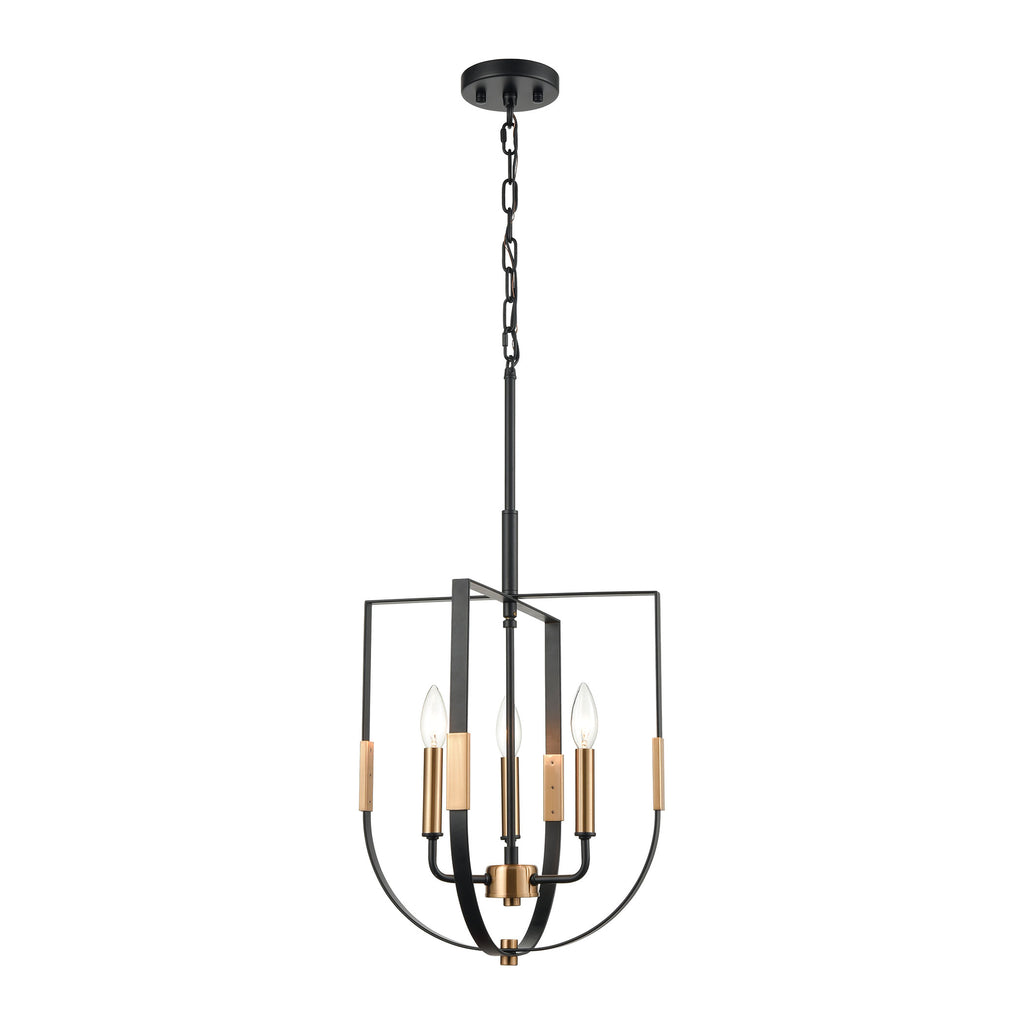 Heathrow 3-Light Pendant in Matte Black and Satin Brass