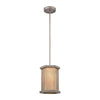 Crestler 1-Light Mini Pendant in Weathered Zinc and Polished Nickel Mesh with Beige Fabric Shade