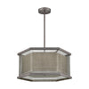 Crestler 3-Light Chandelier in Weathered Zinc and Polished Nickel Mesh with Beige Fabric Shade