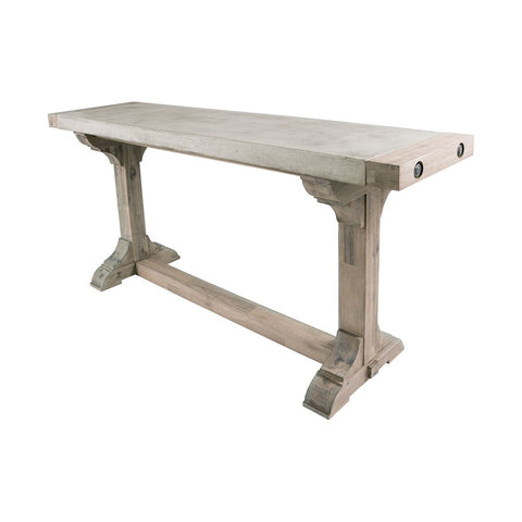 Pirate Concrete and Wood Console Table with Waxed Atlantic Finish Furniture Dimond Home 