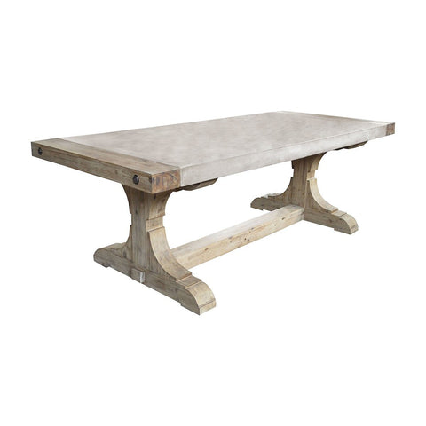 Pirate Concrete and Wood Dining Table with Waxed Atlantic Finish Furniture Dimond Home 