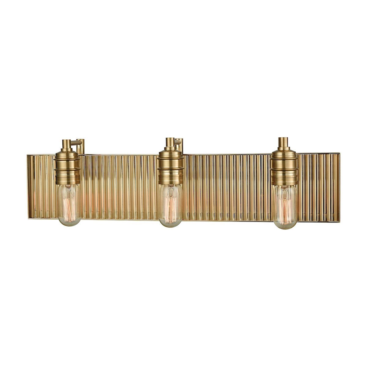 Corrugated Steel 3 Light Vanity In Satin Brass Wall Elk Lighting 