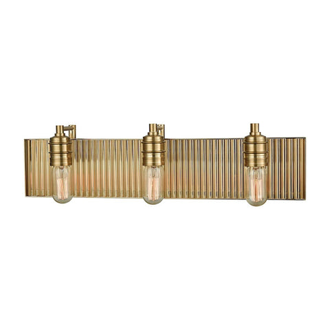 Corrugated Steel 3 Light Vanity In Satin Brass Wall Elk Lighting 