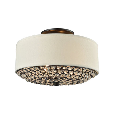 Webberville 2 Light Semi Flush In Oil Rubbed Bronze With Beige Shade And Clear Crystals Semi Flushmount Elk Lighting 