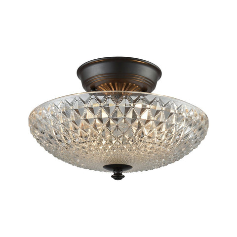 Sweetwater 2 Light Semi Flush In Oil Rubbed Bronze With Clear Crystal Glass Semi Flushmount Elk Lighting 