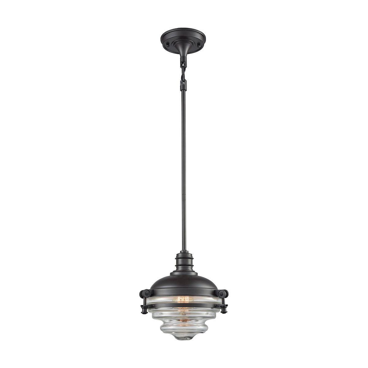 Riley 1 Light Pendant In Oil Rubbed Bronze With Clear Glass Ceiling Elk Lighting 