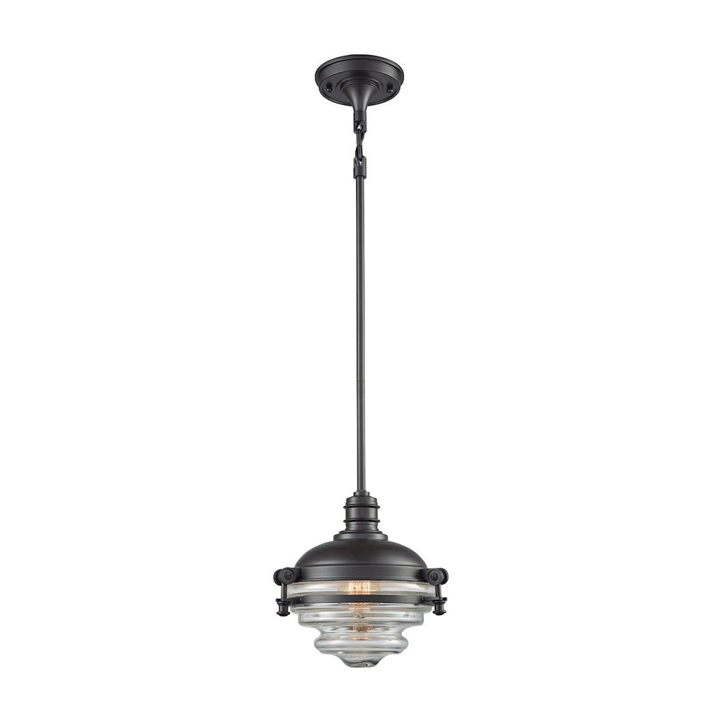 Riley 1 Light Pendant In Oil Rubbed Bronze With Clear Glass Ceiling Elk Lighting 