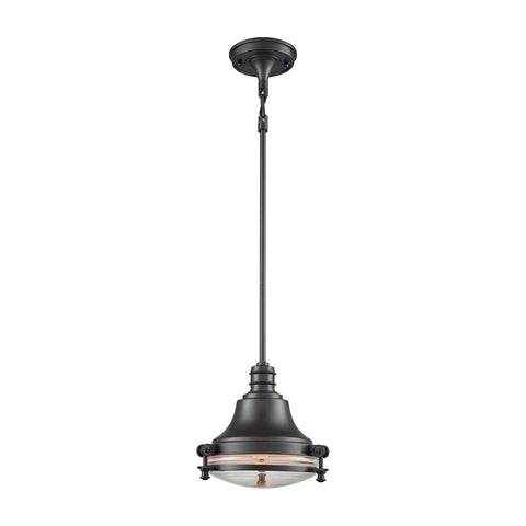 Riley 1 Light Pendant In Oil Rubbed Bronze With Clear Glass Ceiling Elk Lighting 