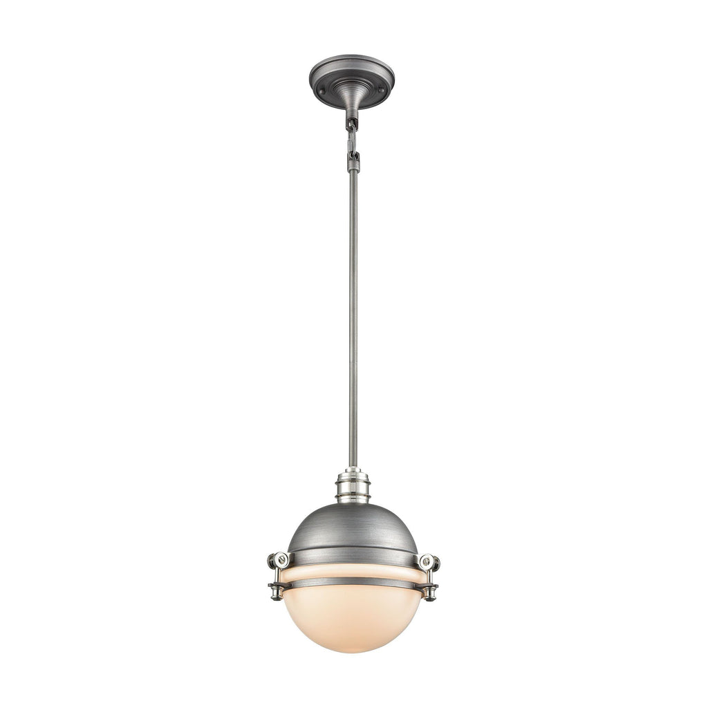 Riley 1 Pendant Weathered Zinc/Polished Nickel Ceiling Elk Lighting 