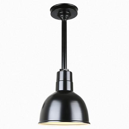 Warehouse 10"w Ceiling Light with 12" Stem (Choose Finish and Accessories) Ceiling Hi-Lite Black (None) 
