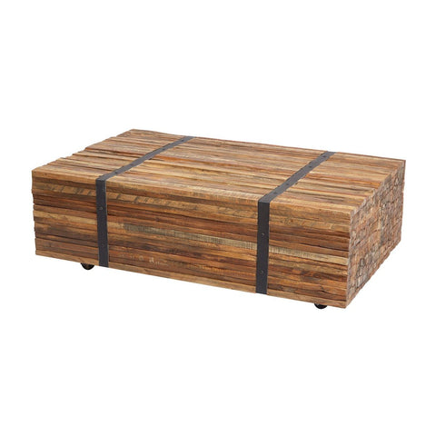 Teak Wood Strapped Coffee Table Furniture Dimond Home 