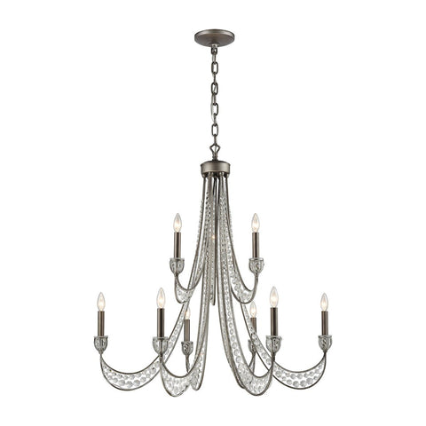 Renaissance 9 Light Chandelier In Weathered Zinc Ceiling Elk Lighting 