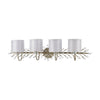 Asbury 4-Light Vanity Light in Aged Silver with White Fabric Shade Inside Silver Organza Shade Wall Elk Lighting 