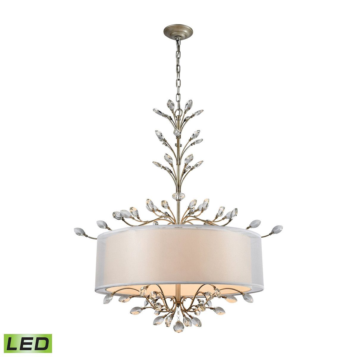 Asbury 6 Light LED Chandelier In Aged Silver Ceiling Elk Lighting 