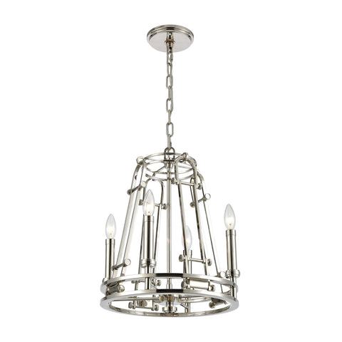 Bergamo 4-Light Chandelier in Polished Nickel Ceiling Elk Lighting 