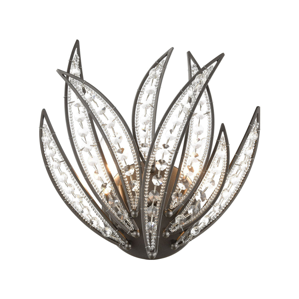 Naples 2-Light Sconce in Dark Graphite with Clear Crystal Wall Elk Lighting 