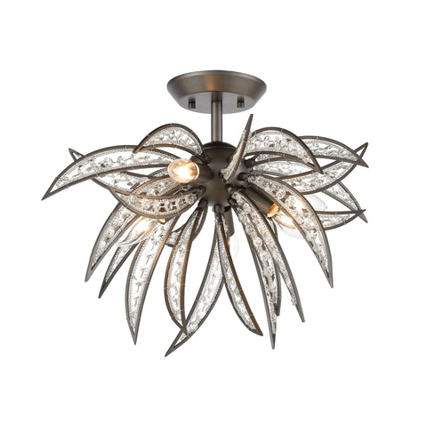 Naples 5-Light Semi Flush Mount in Dark Graphite with Clear Crystal Ceiling Elk Lighting 