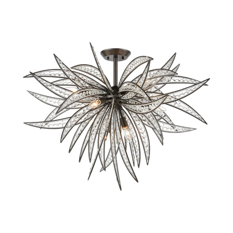 Naples 8-Light Semi Flush Mount in Dark Graphite with Clear Crystal Ceiling Elk Lighting 